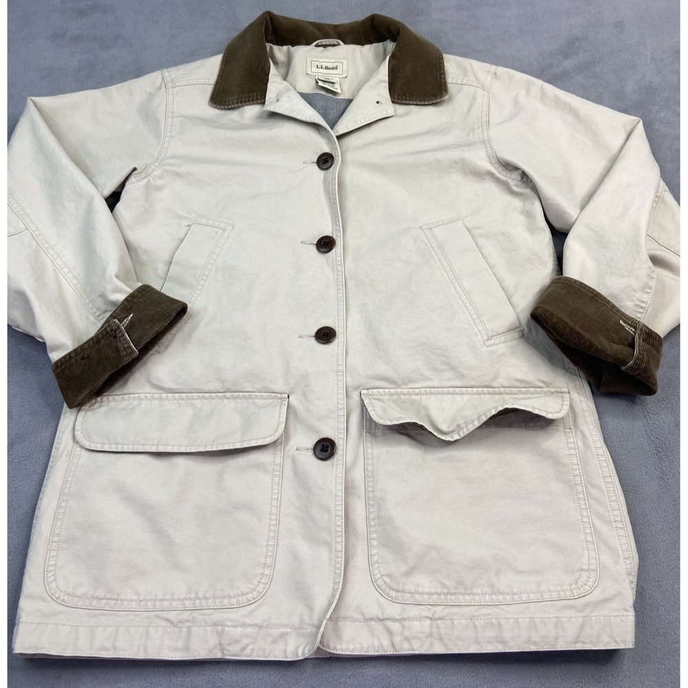 L.L. Bean Cream and Brown Utility Jacket